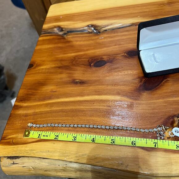 Tennis Bracelet Heart Diamond & Ruby Accent 18K Gold Over Sterling Silver NEW - Picture 5 of 11